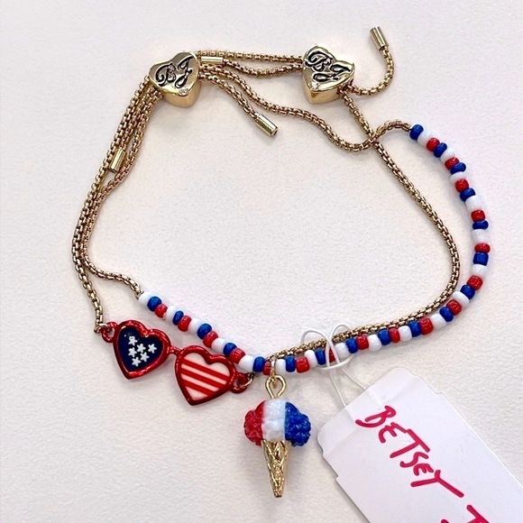 Brand New Betsey Johnson Set of 2 Patriotic 4th of July Bracelets Ice Cream Cone - Picture 11 of 13